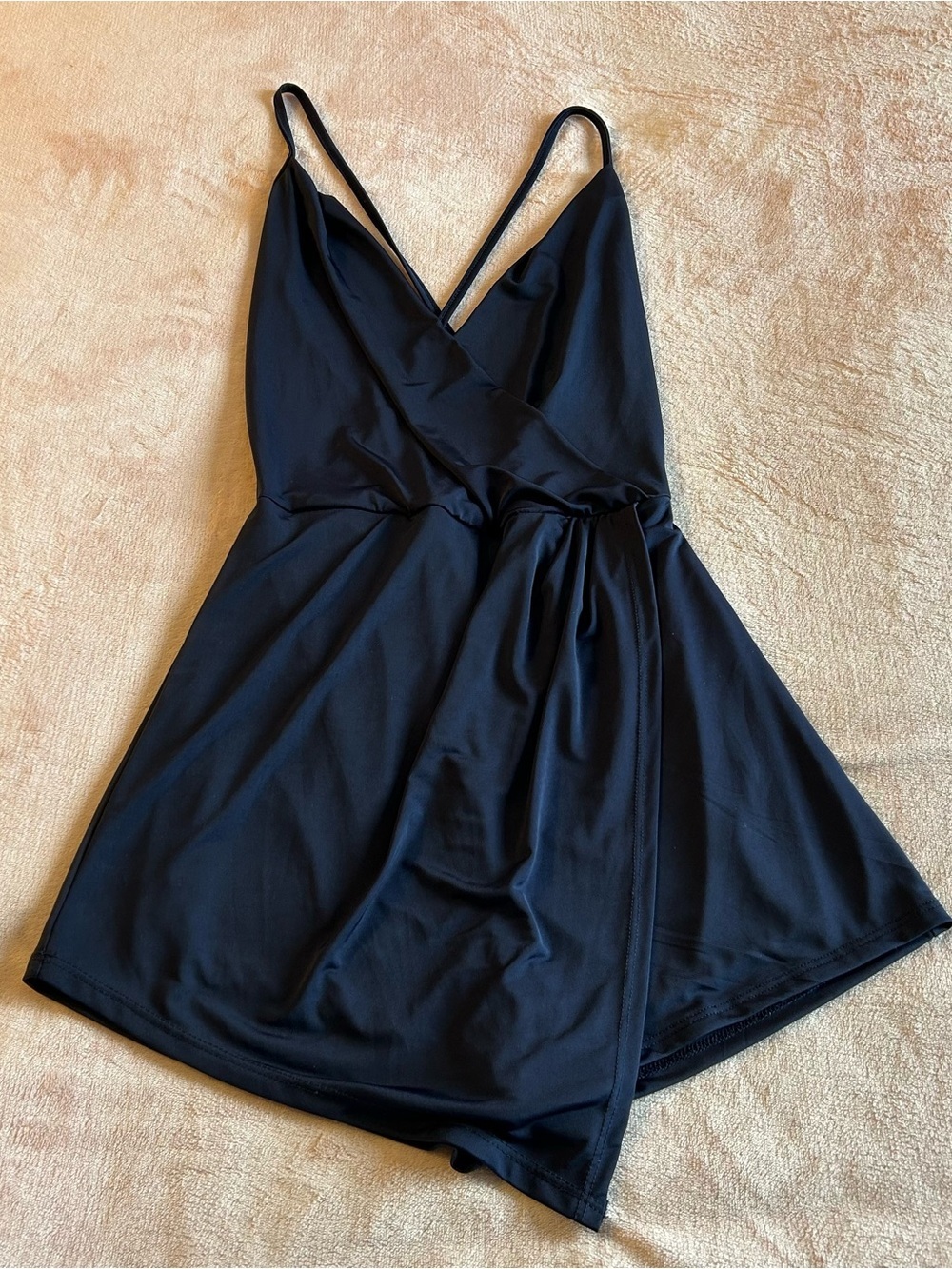 Charlotte Russe black romper spaghetti crossed straps size S summer casual